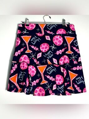 PICKLEBALL BELLA A-Line Skort Martini 2-4-1 Happy Hour Black Pink Size 18-22